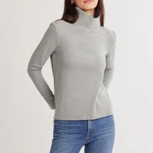 Dudley Stephens Park Slope Terry Turtleneck in Light Gray Grey, Size Large (L)